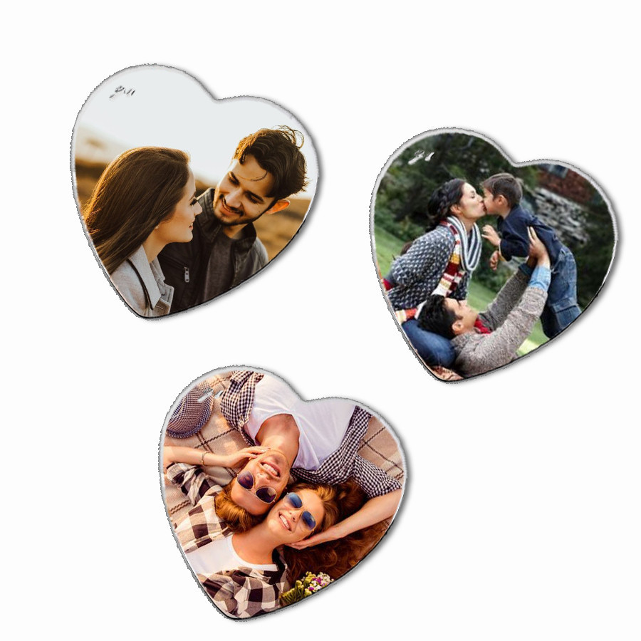 Personalized heart photo magnet